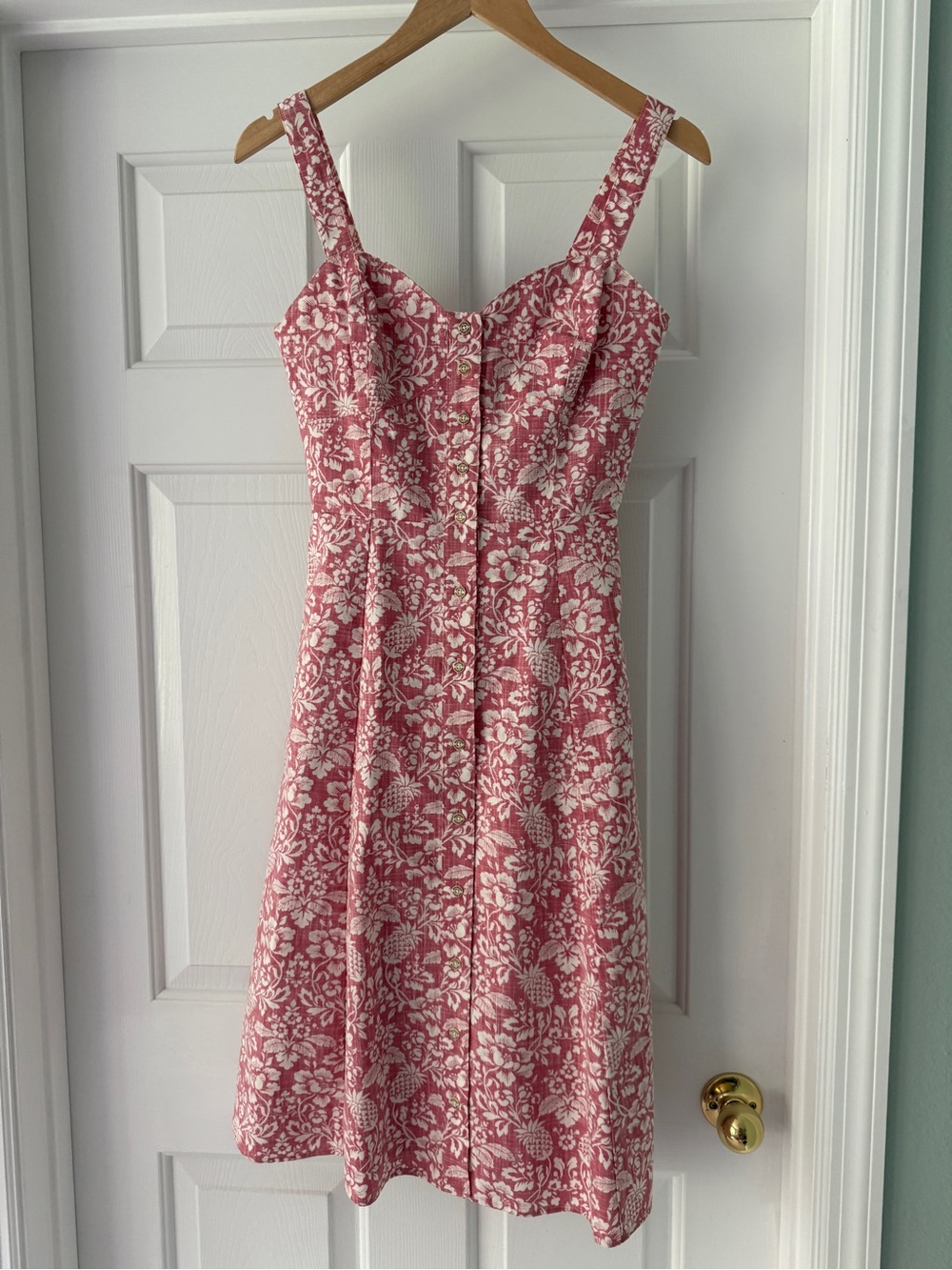 reyn spooner Pink and White Floral Midi Dress
